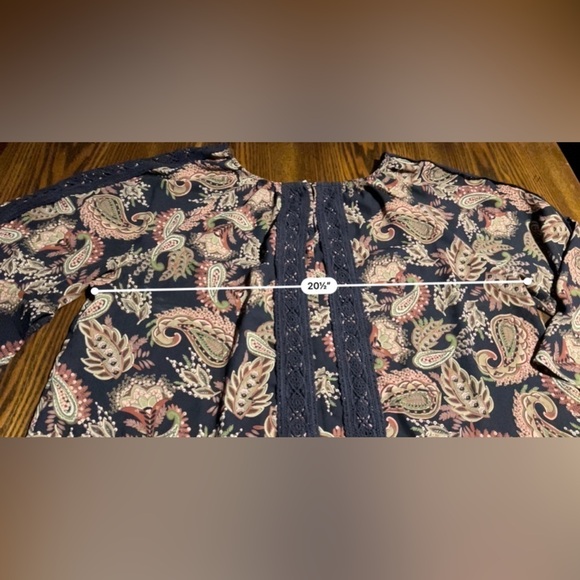 Collective Concepts paisley Blouse women’s Size XL boho keyhole crochet lace - Picture 8 of 16